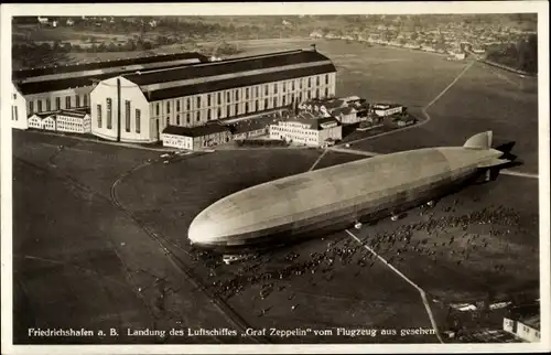 Ak Friedrichshafen am Bodensee, Landung des Luftschiffes Graf Zeppelin