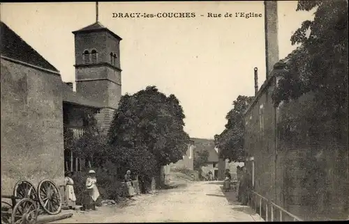 Ak Dracy les Couches Saône et Loire, Rue de l'Eglise