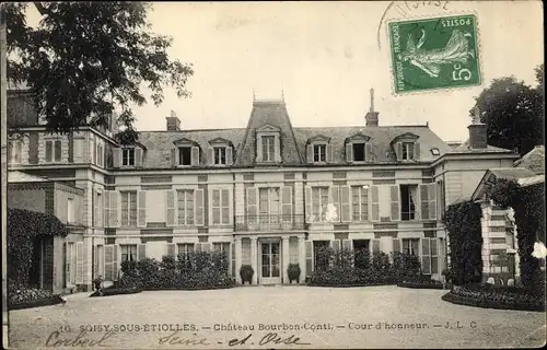 Ak Soisy sous Etiolles Essonne, Chateau Bourbon Conti, Cour d'honneur