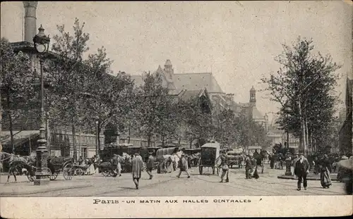 Ak Paris Louvre, Un Matin aux Halles centrales