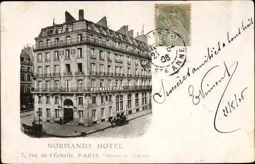 Ak Paris Louvre, Normandy Hotel, 7 Rue de l'Échelle