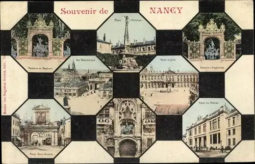 Ak Nancy Lothringen Meurthe et Moselle, Place d'Alliance, Fontaine d'Amphitrite, Postes
