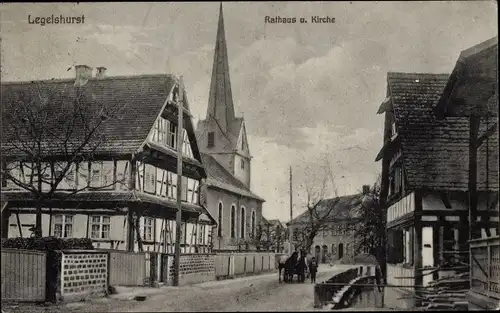 Ak Legelshurst Willstätt im Ortenaukreis, Rathaus und Kirche