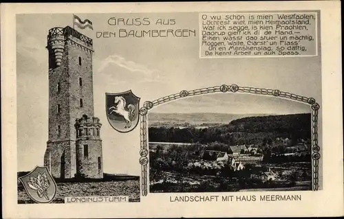 Wappen Ak Münster in Westfalen, Baumbergen, Longinusturm, Haus Meermann