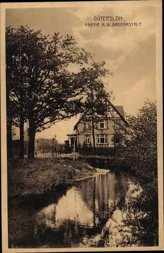 Ak Gütersloh in Westfalen, Partie an der Badeanstalt