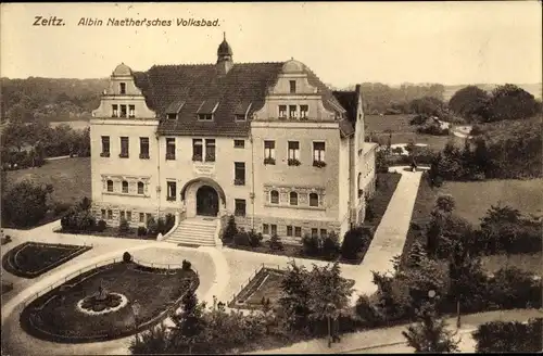 Ak Zeitz an der Weißen Elster im Burgenlandkreis, Albin Naethersches Volksbad