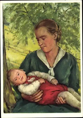 Künstler Ak Für notleidende Mütter, Mutter mit Kind, Bundesfeierkarte 1939