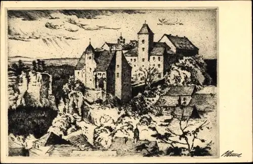 Ak Hohnstein in der Sächsischen Schweiz, schöne Detailansicht