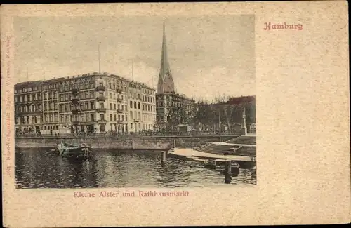 Ak Hamburg, Kleine Alster und Rathausmarkt