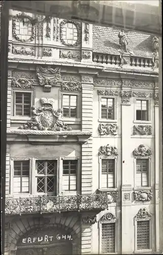 Foto Ak Erfurt in Thüringen, verzierte Hausfassade