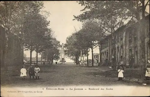 Ak Epinac les Mines Saône et Loire, La Garenne, Boulevard des Ecoles