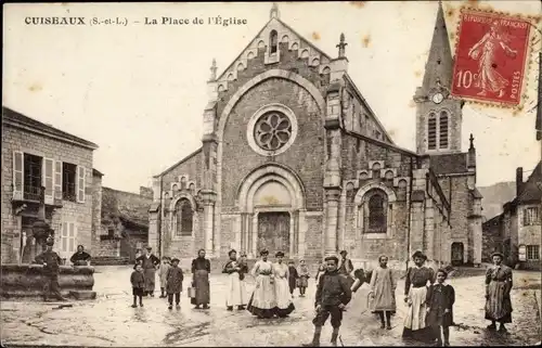 Ak Cuiseaux Saône et Loire, La Place de l'Eglise