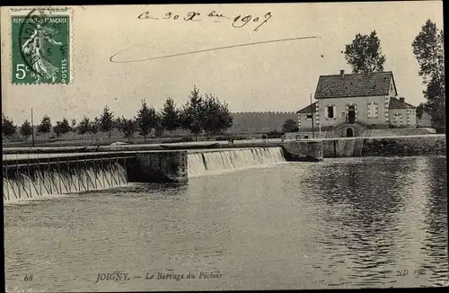 Ak Joigny Yonne, Le Barrage du Pechoir, Wehr