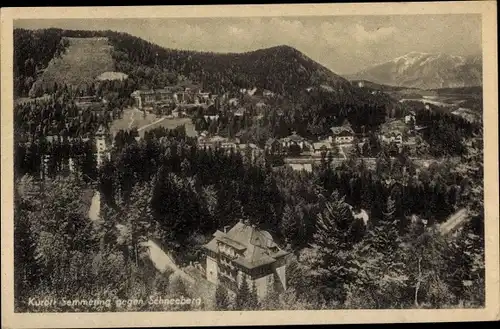 Ak Semmering in Niederösterreich, Panorama vom Ort, Schneeberg