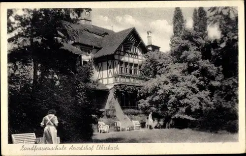 Ak Elbisbach Frohburg in Sachsen, Landfrauenschule Arvedshof, Gartenseite