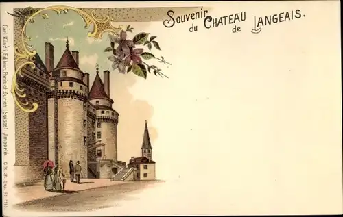 Litho Langeais Indre et Loire, Vue du Château