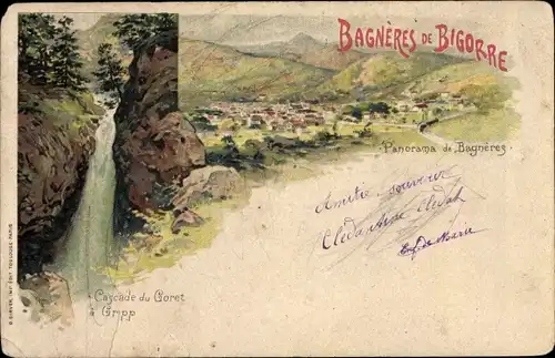 Litho Bagnères de Bigorre Hautes Pyrénées, Cascade du Goret, Panorama