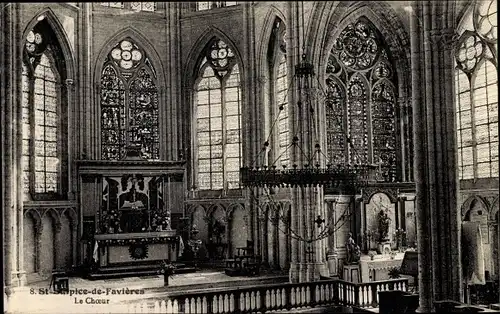 Ak St. Sulpice de Favieres Essonne, l'Eglise, le Choeur