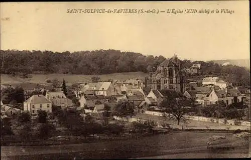 Ak Saint Sulpice de Favieres Essonne, L'Eglise, Village