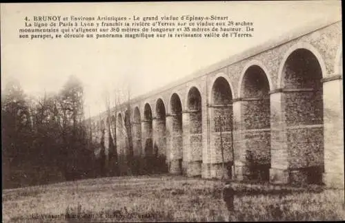 Ak Brunoy Essonne, Le grand viaduc d'Epinay sous Senart