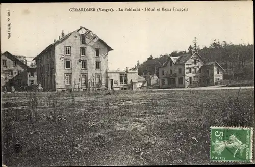 Ak Gérardmer Vosges, La Schlucht, Hôtel et Bazar Francais, vue générale