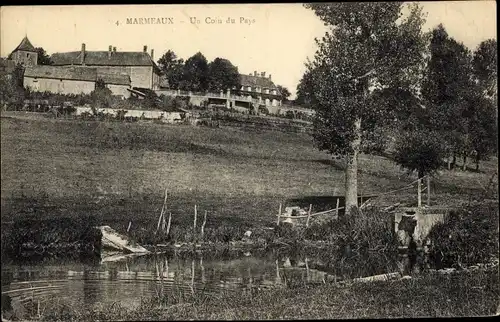 Ak Marmeaux Yonne, Un Coin du Pays, Teilansicht der Ortschaft