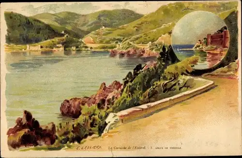 Künstler Litho Lessieux, E., Var, Golfe de Théoule, La Corniche de l'Esterel