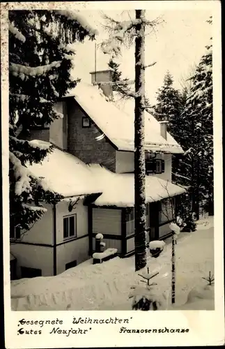 Ak Sankt Gilgen in Salzburg, Frohe Weihnachten, Franzosenschanze, Winter