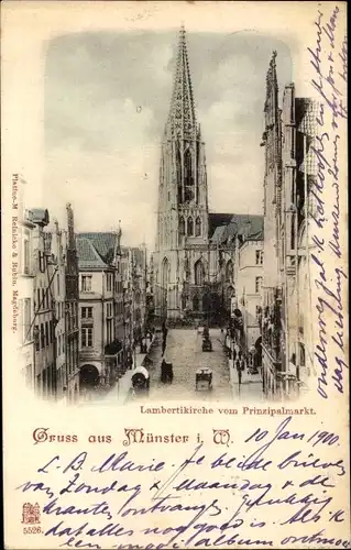 Ak Münster in Westfalen, Lambertikirche vom Prinzipalmarkt