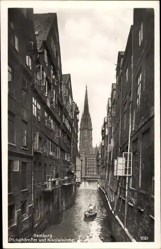 Ak Hamburg, Stöckelhörnflet und Nikolaikirche