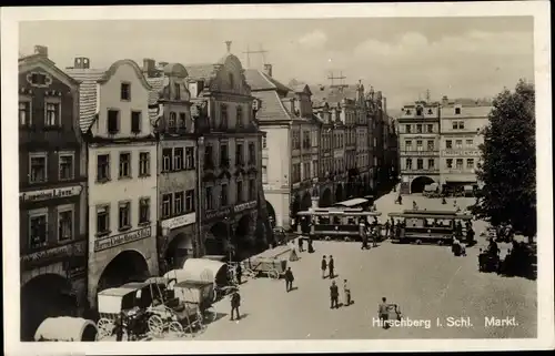 Ak Jelenia Góra Hirschberg Riesengebirge Schlesien, Marktplatz