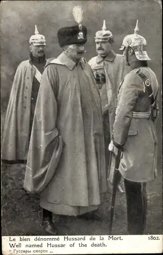 Ak Kaiser Wilhelm II., le bien denomme Hussard de la Mort, Totenkopfhusar