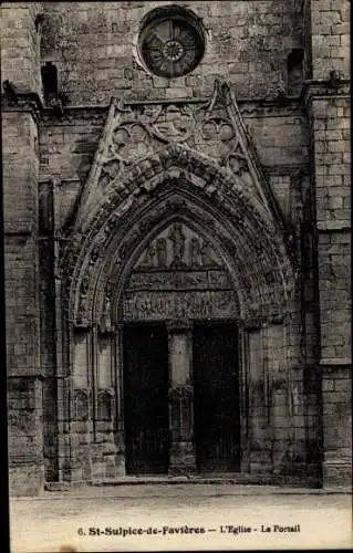 Ak Saint Sulpice de Favieres Essonne, L'Eglise, le Portail