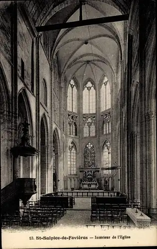 Ak St. Sulpice de Favieres Essonne, Interieur de l'Eglise