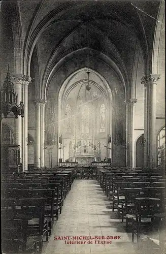 Ak Saint Michel sur Orge Essonne, Interieur de l'Eglise