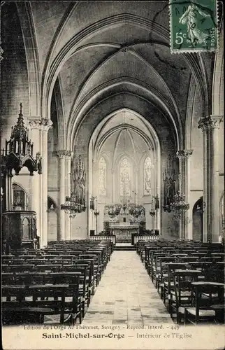 Ak Saint Michel sur Orge Essonne, l'Eglise, interieur