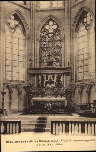 Ak St. Sulpice de Favieres Essonne, Eglise, choeur, vitrail