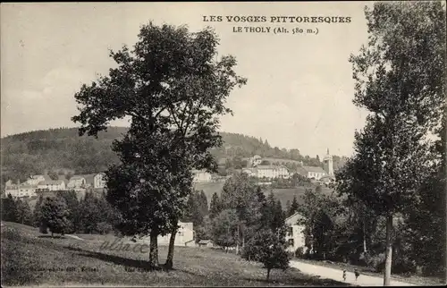 Ak Le Tholy Vosges, vue partielle du village, arbres, prairie