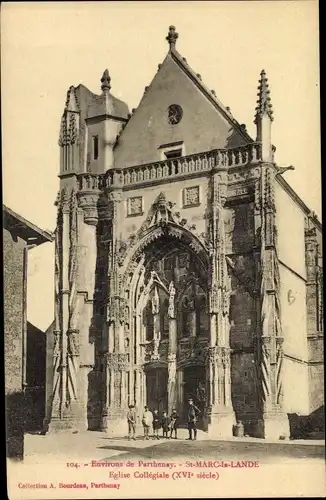 Ak St Marc la Lande Deux Sèvres, Eglise Collégiale, XVIe siècle, vue de face