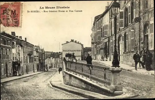 Ak Saint Mihiel Lothringen Meuse, Rue General Blaise, Rue Carnot