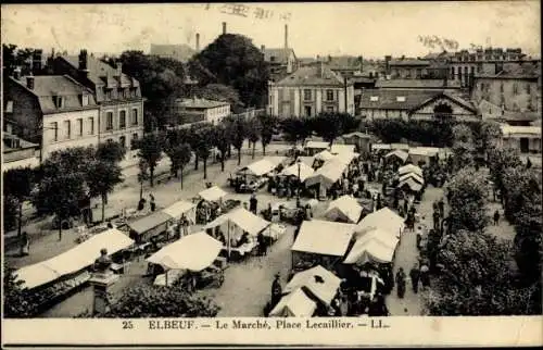 Ak Elbeuf Seine Maritime, Le Marche, Place Lecaillier, Marktplatz
