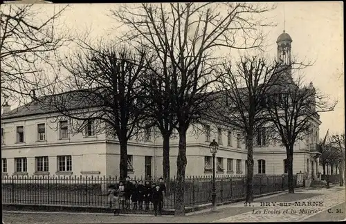 Ak Bry sur Marne Val de Marne, Les Écoles et la Mairie