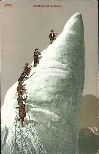 Ak Ascension d'un Serac, Bergsteiger, Gipfel