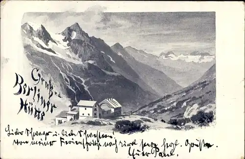 Künstler Ak Mayrhofen in Tirol, Berliner Hütte