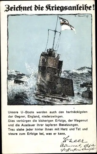 Ak Deutsches U Boot, Kriegsanleihe