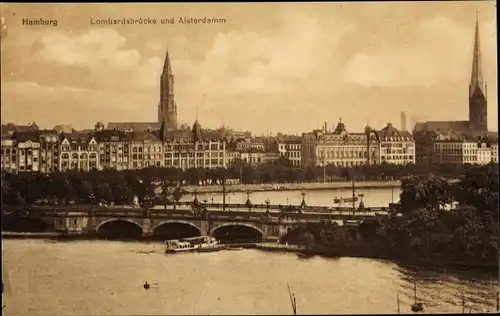 Ak Hamburg, Lombardsbrücke und Alsterdamm