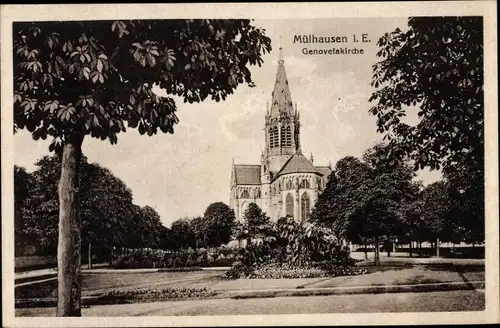 Ak Mulhouse Mülhausen Elsass Haut Rhin, Genovefakirche