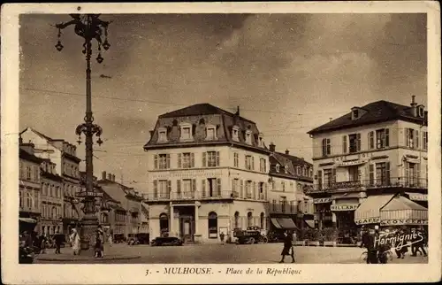 Ak Mulhouse Mülhausen Elsass Haut Rhin, Place de la République