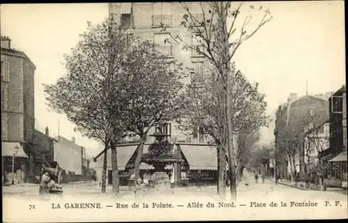 Ak La Garenne Hauts-de-Seine, Rue de la Pointe, Allée du Nord, Place de la Fontaine