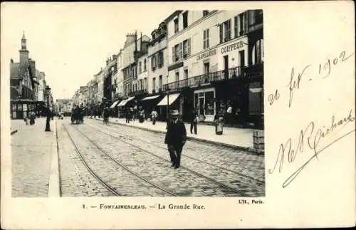 Ak Fontainebleau Seine et Marne, La Grande Rue